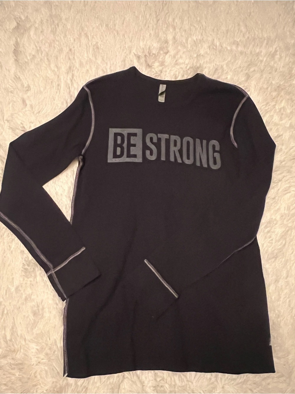 Next Level Apparel Black 'BE STRONG' Crewneck Sweater